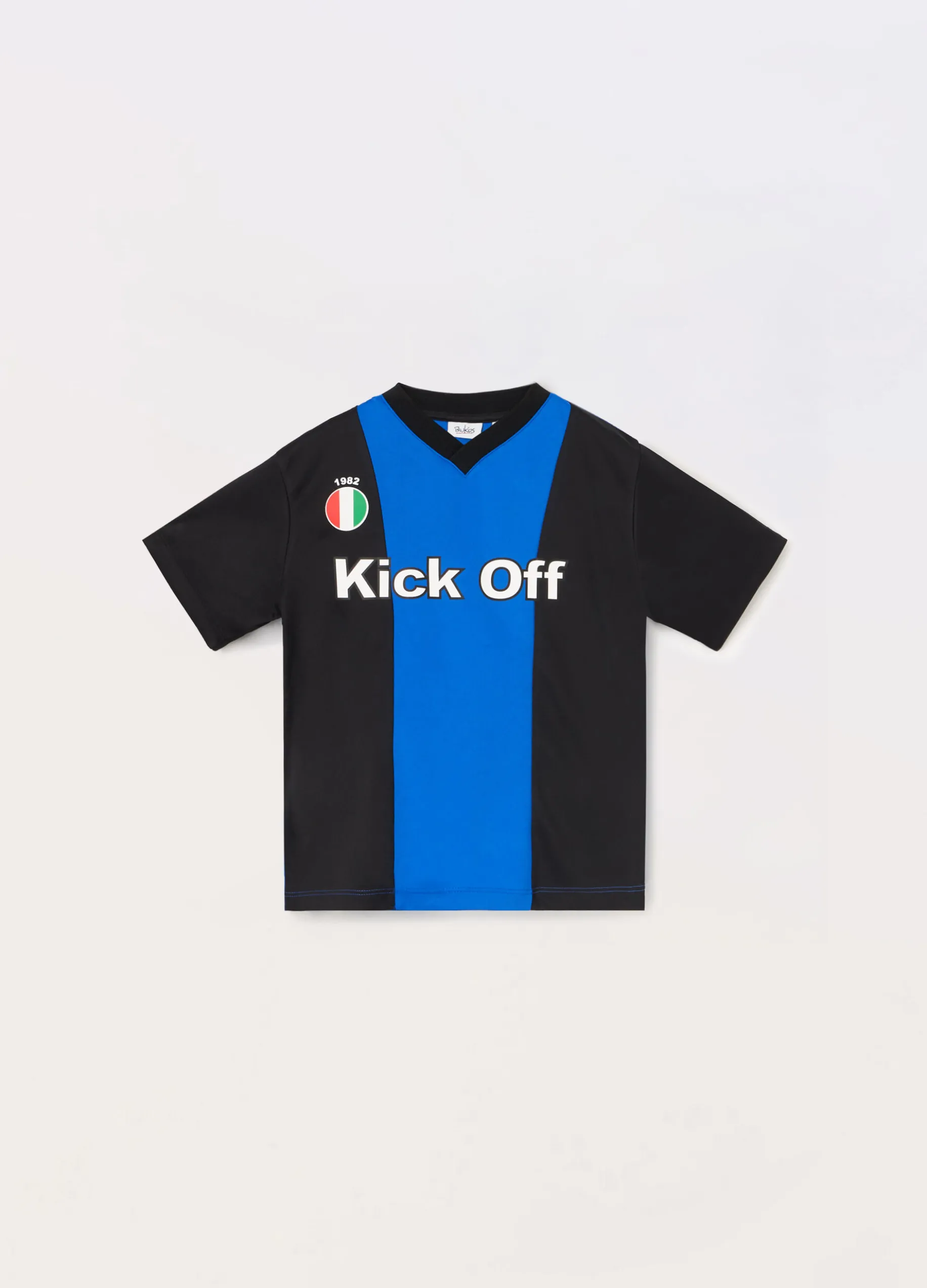T-shirt calcio a righe bambino