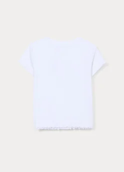 T-shirt girocollo fitted in costina di cotone stretch ragazza
