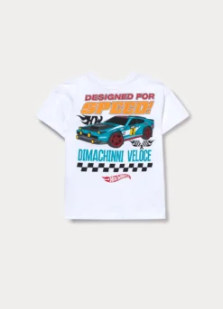 T-shirt girocollo Hot Wheels in jersey di puro cotone bambino
