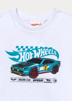 T-shirt girocollo Hot Wheels in jersey di puro cotone bambino