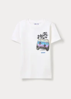 T-shirt girocollo in jersey di puro cotone ragazzo