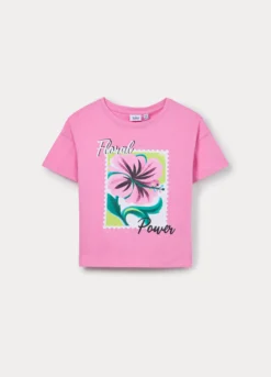 T-shirt girocollo in jersey di puro cotone ragazza