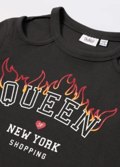 T-shirt in costina di cotone stretch ragazza