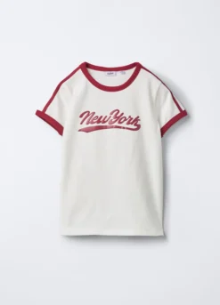 T-shirt in costina di cotone stretch Fit Slim ragazza