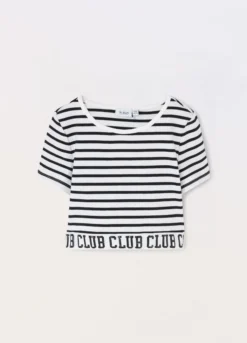 T-shirt in costina di cotone stretch ragazza