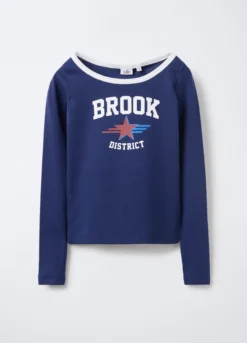 T-shirt in costina di cotone stretch ragazza