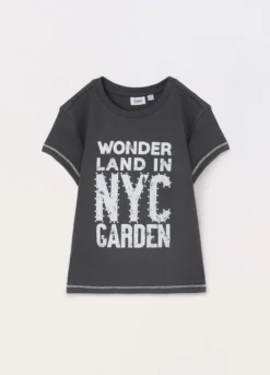 T-shirt in costina di cotone stretch ragazza