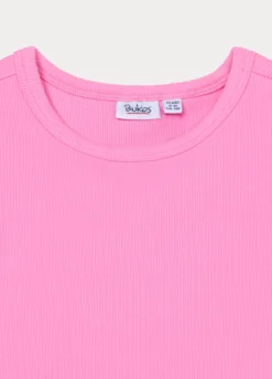 T-shirt in costina di cotone stretch ragazza