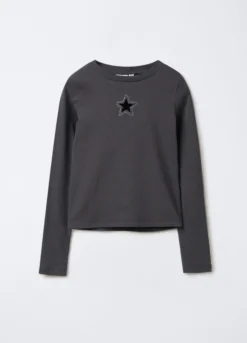 T-shirt in costina di cotone stretch Fit Slim ragazza