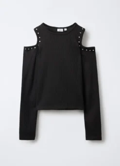 T-shirt in costina misto viscosa stretch ragazza