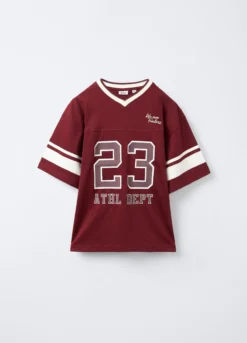 T-shirt in jersey di cotone con inserto mesh ragazzo