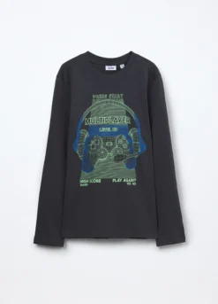 T-shirt in puro cotone a maniche lunghe ragazzo