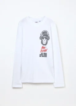 T-shirt in puro cotone a maniche lunghe ragazzo