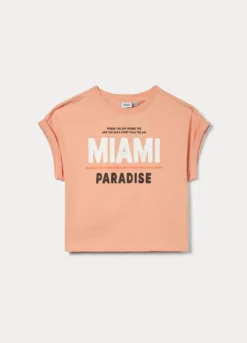 T-shirt kimono in jersey di puro cotone ragazza
