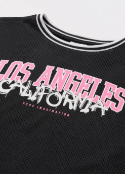 T-shirt mesh con stampa ragazza
