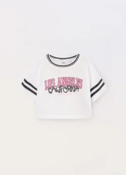 T-shirt mesh con stampa ragazza