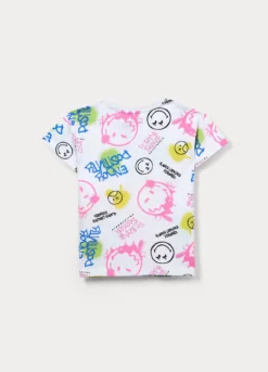 T-shirt Smiley World in jersey di puro cotone ragazza