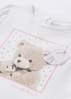 T-shirt a maniche corte con rouches in puro cotone neonata