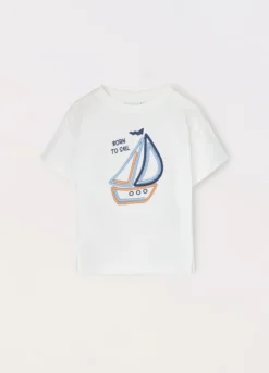 T-shirt a maniche corte in puro cotone neonato