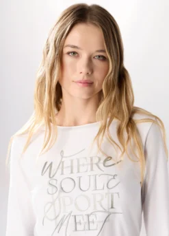 T-shirt a maniche lunghe in cotone stretch Holistic fitness donna