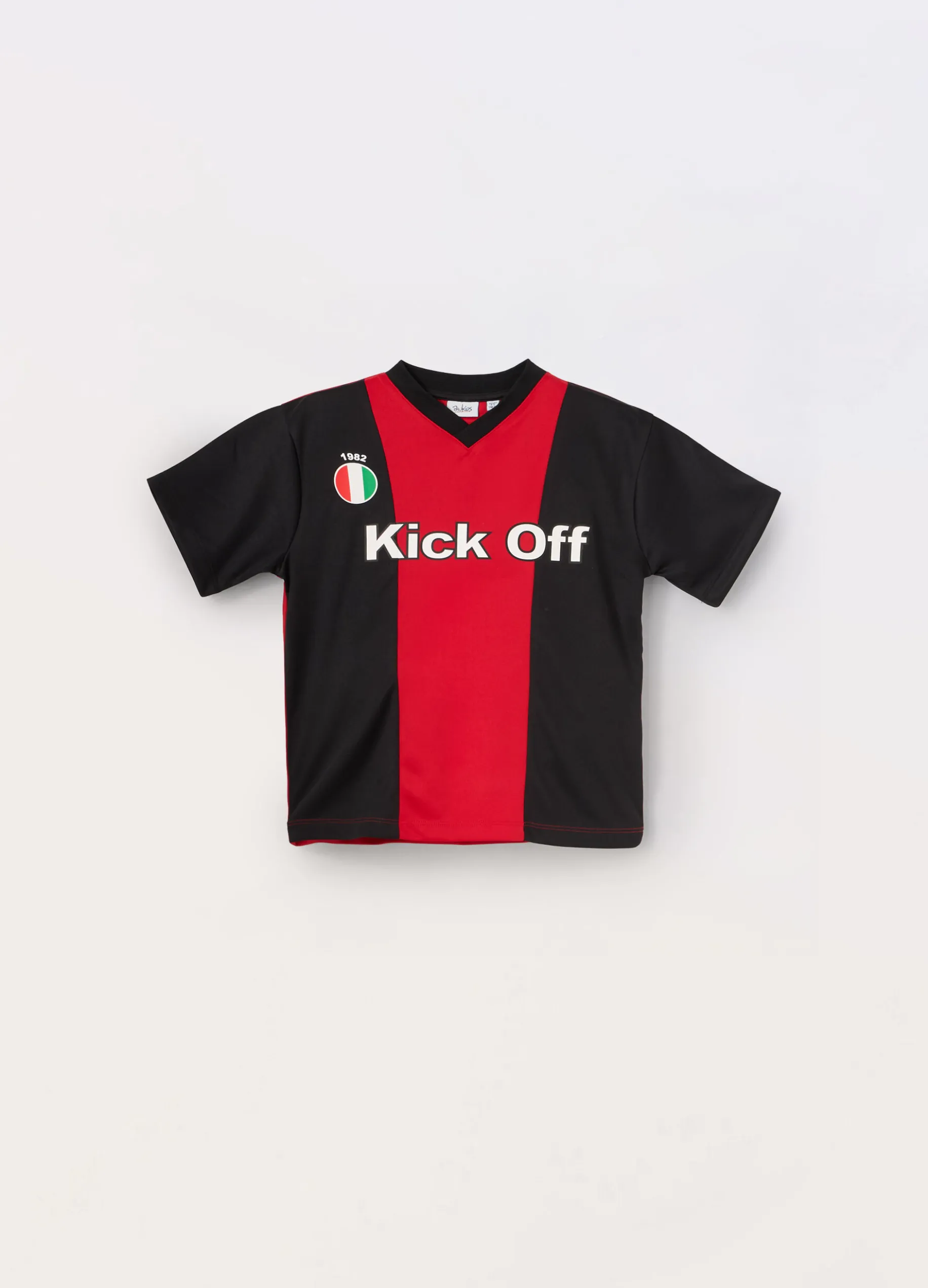 T-shirt calcio a righe bambino