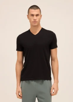 T-shirt collo a V in puro cotone uomo