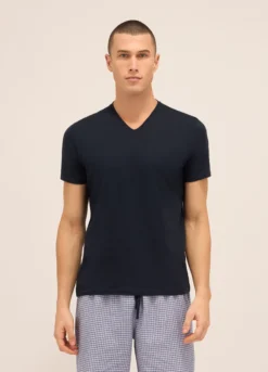 T-shirt collo a V in puro cotone uomo