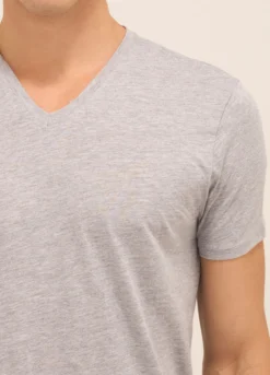 T-shirt collo a V in puro cotone uomo