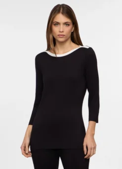 T-shirt con scollo a barchetta stretch donna