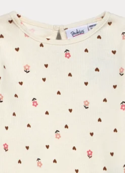 T-shirt girocollo in costina di puro cotone bimba