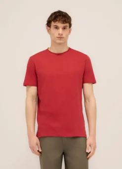 T-shirt girocollo in cotone fiammato uomo