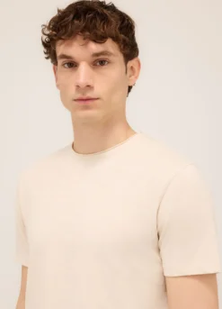 T-shirt girocollo in cotone fiammato uomo