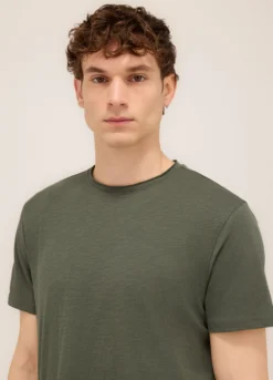 T-shirt girocollo in cotone fiammato uomo