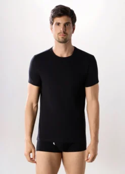 T-shirt girocollo in cotone stretch uomo