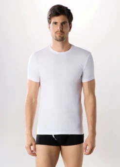 T-shirt girocollo in cotone stretch uomo