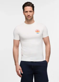 T-shirt in jersey con stampa sunset uomo