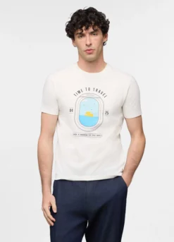 T-shirt in jersey di cotone con stampa uomo