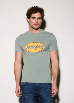 T-shirt in jersey di cotone con stampa uomo