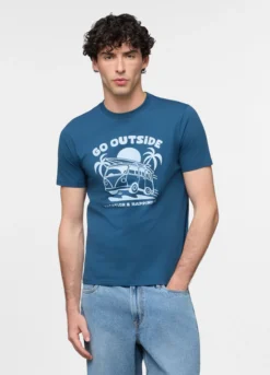 T-shirt in jersey di cotone con stampa uomo