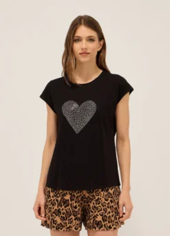T-shirt in jersey di cotone slub donna