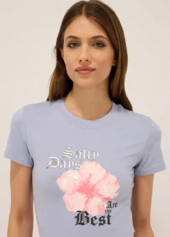 T-shirt in jersey di cotone stretch donna