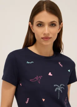 T-shirt in jersey di puro cotone donna