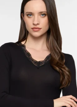 T-shirt intima con scollo a V stretch donna