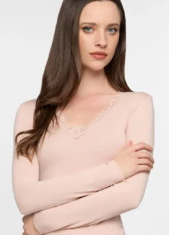 T-shirt intima con scollo a V stretch donna