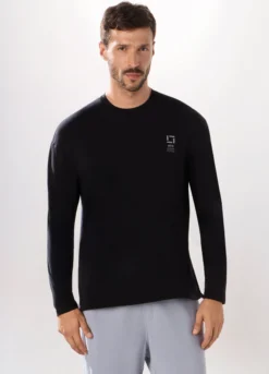 T-shirt maniche lunghe in cotone e modal stretch uomo