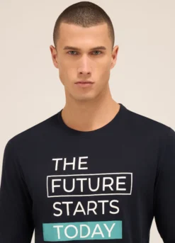 T-shirt pigiama a maniche lunghe con stampa uomo
