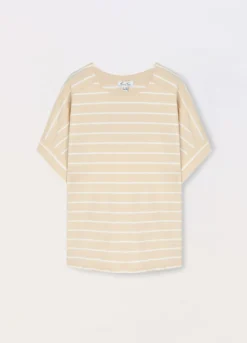 T-shirt rigata in jersey di puro cotone donna curvy