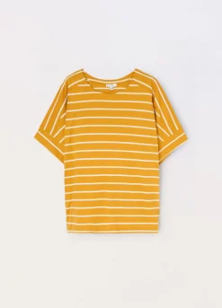 T-shirt rigata in jersey di puro cotone donna curvy