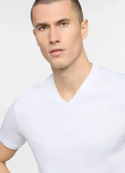 T-shirt scollo a V in jersey di cotone uomo