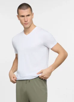 T-shirt scollo a V in jersey di cotone uomo
